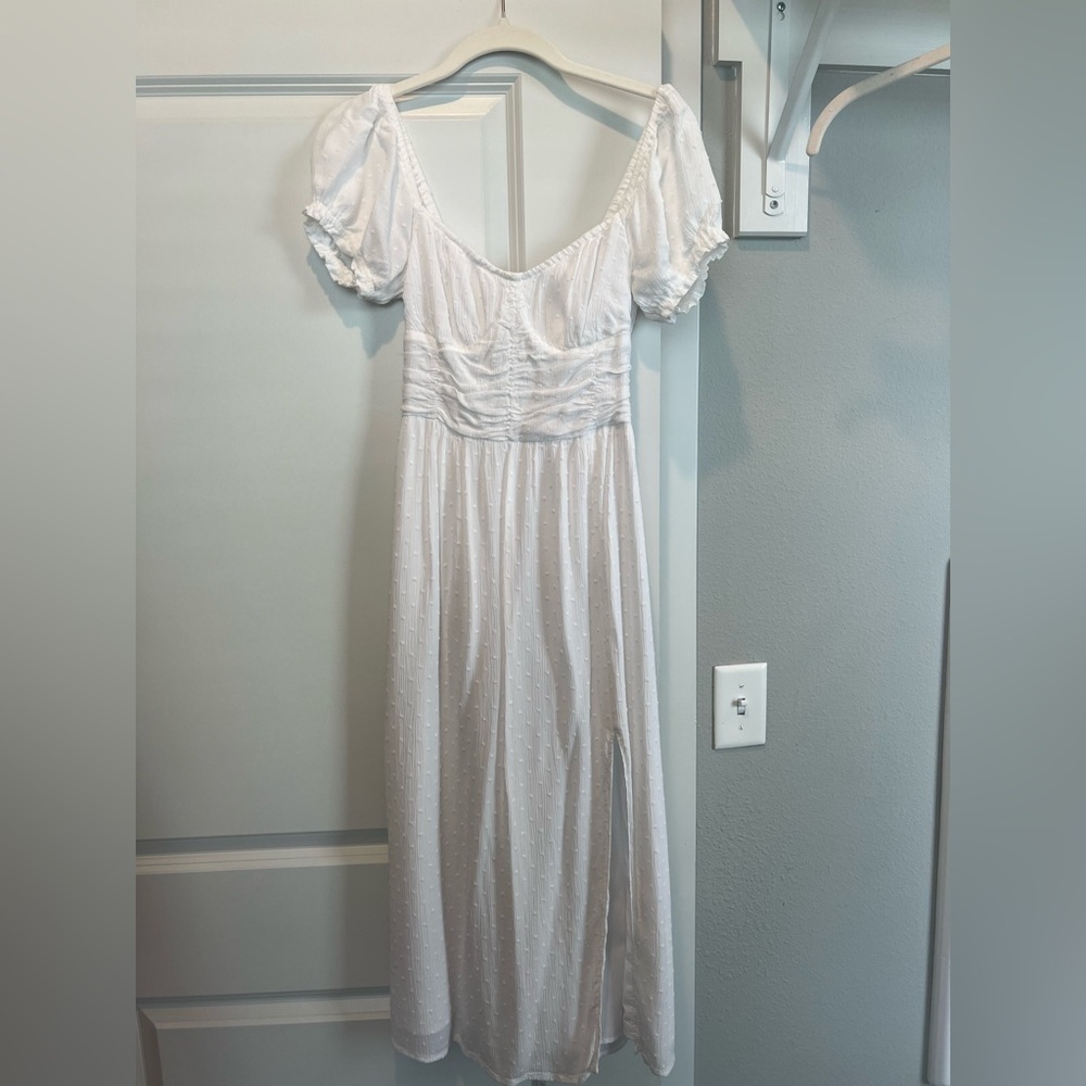Hollister white flowy midi dress